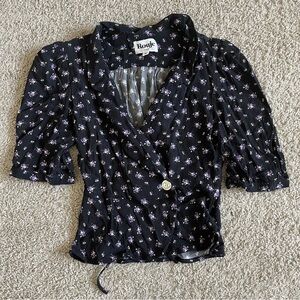 Rouje Paris Floral Louisette One Button Blouse